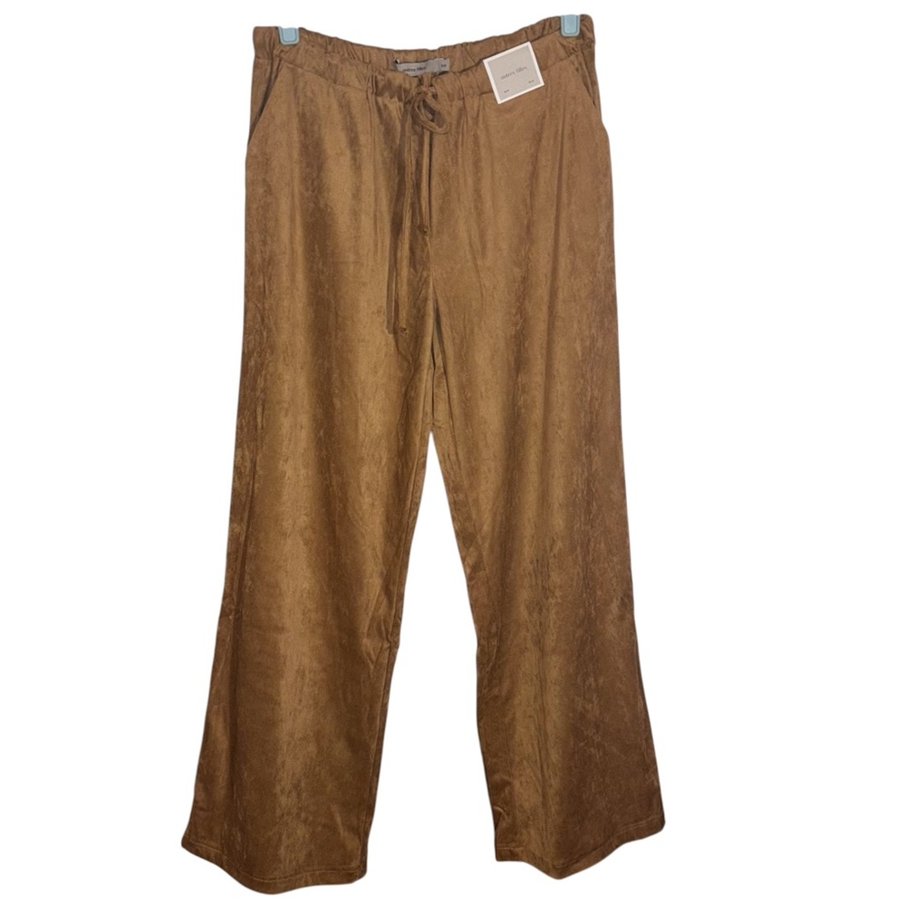Autres Filles Boho Faux Suede Pants Wide Leg Drawstring Waist Pockets Size Small